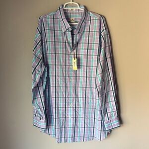 NWT PETER MILLAR Men’s Seaside Finish Lavender/Turquoise Plaid Button Down